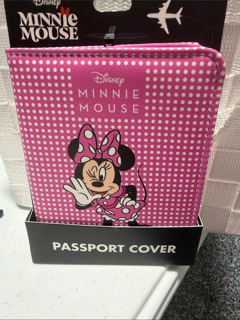 Disney Minnie Mouse Passport Cover - Hot Pink with White Polka Dots